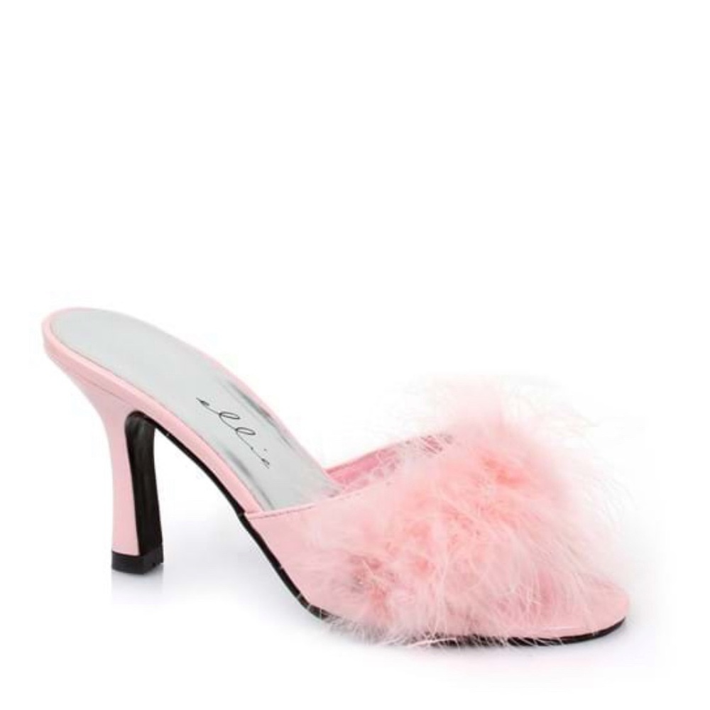 Pink fluffy kitten heels